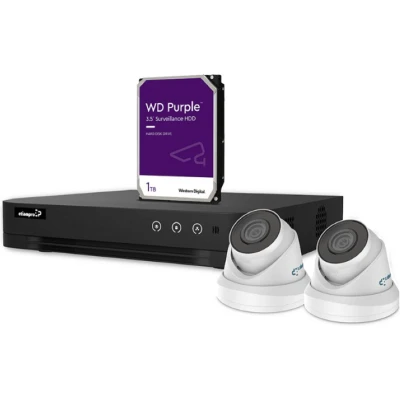 Afbeelding van IP VIDEOBEWAKINGSSET 4 KANAALS NVR RECORDER 2 x WITTE DOME CAME