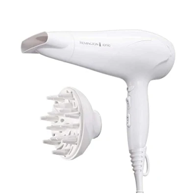 Afbeelding van Remington Föhn (2200 Watt, Ionen Voor Een Pluisvrij Resultaat, Keramische Ring, Gelijkmatige Warmteverdeling, 3 Warmtestanden, 2 Snelheden, Coolshot, Opzetstukken) D3199 [Amazon Exclusief]