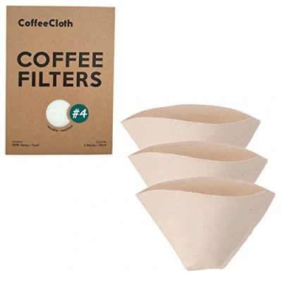 Afbeelding van Earthtopia Set van 3 herbruikbare stoffen koffiefilters 100% biologisch katoen ecologische filterzakken voor koffiemachines en handfilters Permanent koffiefilter Herbruikbaar filter (Maat 4)