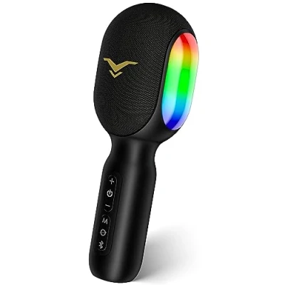 Afbeelding van karaoke microfoon, draadloos, led, draagbare voor kinderen, met muziekopname, begeleidende modus, apparaat, KTV, compatibel iOS Android FM