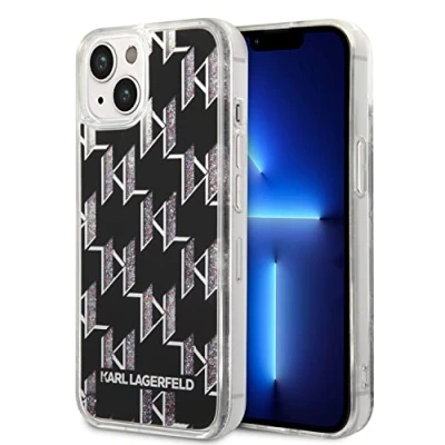 Afbeelding van Apple iPhone 14 Glitter Hoesje Kunststof Karl Lagerfeld Hardcase/Backcover Zwart Telefoonhoesje