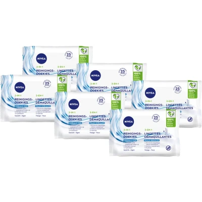 Afbeelding van 6x Nivea Reinigingsdoekjes Verfrissend 25 stuks