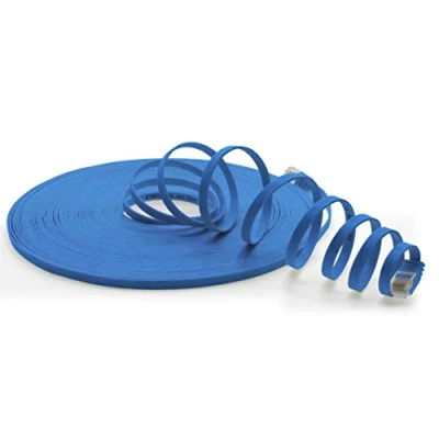 Afbeelding van 1aTTack.de 0,25m CAT6 platte netwerkpatchkabel (blauw 1 stuk) 1000 Mbit/s Gigabit LAN kabel CAT.6 Slim Micro installatiekabel