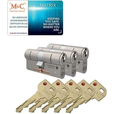 Afbeelding van 3 Gelijksluitende cilindersloten M&amp;C Matrix SKG***profielcilinder skg deurcilinder