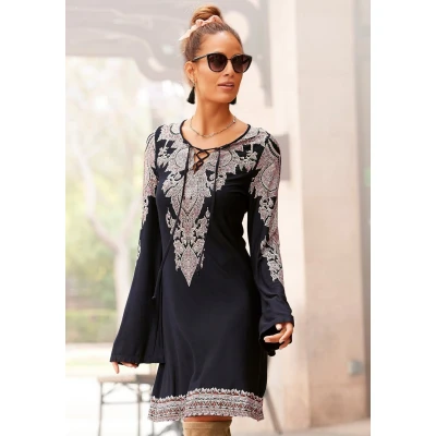 Afbeelding van Lascana Strandaccessoire schwarzbedruckt, Dames, Maat: 34, Schwarz bedruckt
