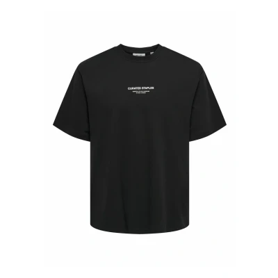 Afbeelding van Only &amp; Sons Onscurated Tshirt print, Heren, Maat: XS, Black