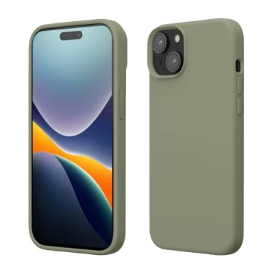 Afbeelding van kwmobile Case voor iPhone 15 Slank TPU Hoesje met Zachte Afwerking In grijsgroen