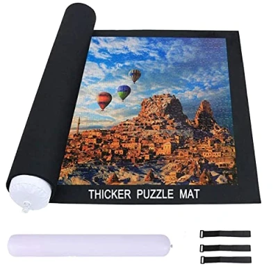 Afbeelding van Celawork Puzzelmat voor tot 1500, 2000, 3000 puzzelstukjes, puzzelonderlegger, rolmat, rol puzzelmatten puzzels op (zwart, 1500)