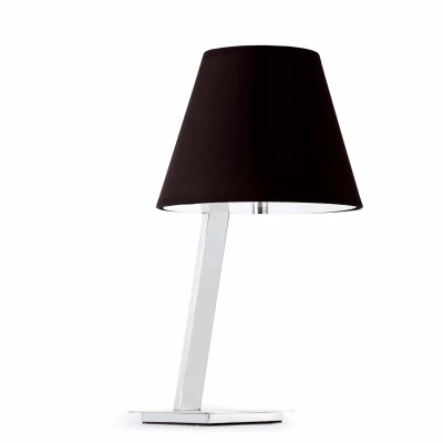 Afbeelding van Faro Lighting Moma 1 Light Tafellamp Chroom, Wit met Zwarte Kap, E27