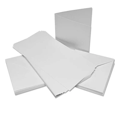 Afbeelding van Craft UK W103 6 x inch linnen kaart en envelop pak van 50 wit