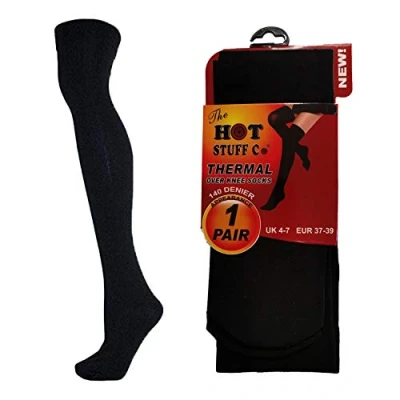 Afbeelding van undercover lingerie 2 paar vrouwen zwarte dikke thermische geborstelde voering warme kniekousen of over de knie Sokken, Overknee 37 40 EU