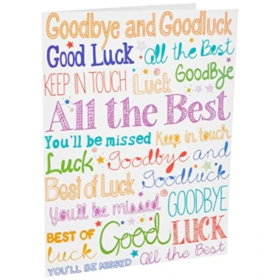 Afbeelding van Piccadilly Greetings Group Ltd Sloane Graphics Goodbye and Good luck, afscheidskaart met opschrift 298 mm x 222 mm, bruin, groen, rood, beige