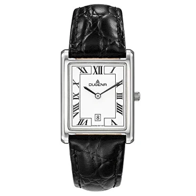Afbeelding van DUGENA Unisex polshorloge 4460699 Quadra Classica, kwarts, witte wijzerplaat, roestvrijstalen behuizing, gehard mineraalglas, leren armband, gesp, 3 bar, wit, armband