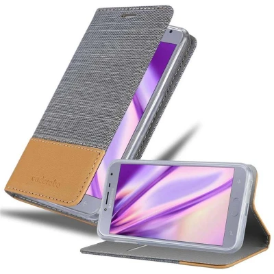 Afbeelding van Cadorabo Hoesje geschikt voor Samsung Galaxy J4 2018 in LICHTGRIJS BRUIN Beschermhoes met magnetische sluiting, standfunctie en kaartvakje Book Case Cover Etui