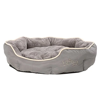 Afbeelding van Dehner Favoriete hondenbed en kattenbed Sammy, ovaal, ca. 90 x 80 14 cm, polyester, grijs