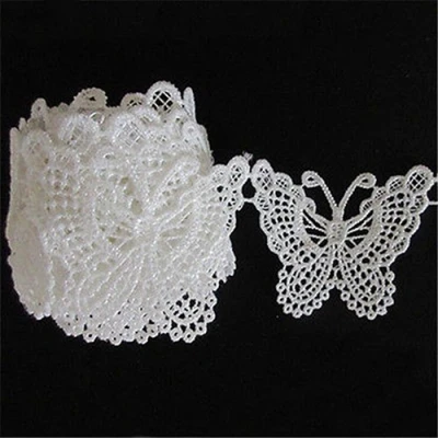 Afbeelding van Yulakes 3 yard 5 cm vlinder katoenen kanten lint vintage gehaakte kant rand gehaakt voor naaien handwerk bruiloft decoratie