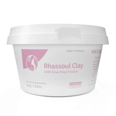 Afbeelding van Fatima&#039;s Garden Rhassoul met Rozenblaadjes Kalmerende Gezichts &amp; Haarmasker, 250g