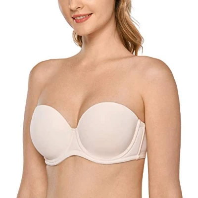 Afbeelding van Delimira Dames Onderdraad Contour Multiway Volledige Dekking Strapless BH Plus Size Roze Wit 75F