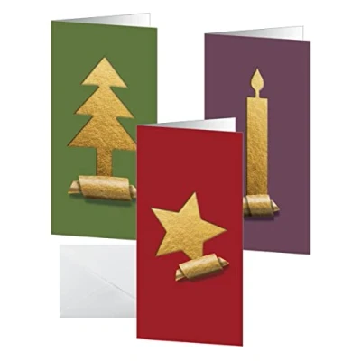 Afbeelding van SIGEL DS080 Set kerstkaarten &quot;Cut Out Style&quot;, DL, 10 kaarten incl. enveloppen