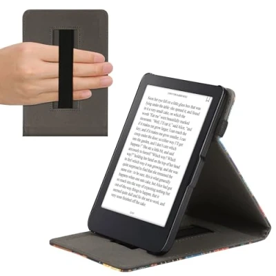 Afbeelding van kwmobile e reader hoesje compatibel met Kobo Clara 2E Kunstleren ereader cover stand bibliotheek in meerkleurig