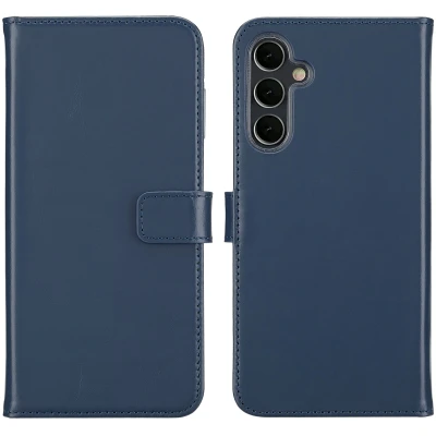 Afbeelding van Selencia Hoesje Geschikt voor Samsung Galaxy A16 (5G) Met Pasjeshouder Echt Lederen Bookcase Blauw