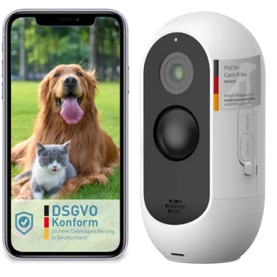 Afbeelding van PetTec Outdoor hondencamera, draadloos, weerbestendige wifi camera voor honden met 3 MP, scherpe digitale zoom, 2 weg audio, extreem sterke accu, tot 9 maanden per laadcyclus