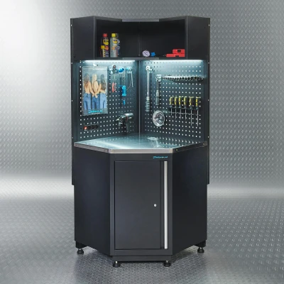 Afbeelding van Datona Werkplaatsinrichting PREMIUM Hoekwerkbank Met RVS Werkblad (91 x 47 200 cm) Zwart