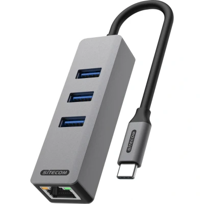 Afbeelding van Sitecom Usb c To Ethernet + 3x Hub