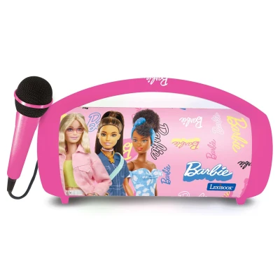 Afbeelding van Lexibook Barbie Draadloze lichte luidspreker met microfoon, Stereogeluid, Karaokefunctie, USB en SD kaartpoorten, Oplaadbare batterij, Handvat om overal mee naar toe te nemen, Roze, BTP585BBZ