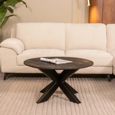 Afbeelding van Label51 Otis salontafel mangohout 80 cm zwart Hout