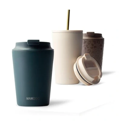 Afbeelding van MAMEIDO Thermosbeker 350ml Ocean Bloom Koffiemok gemaakt van roestvrij staal dubbelwandig geïsoleerd, lekvrij Coffee to go Mok