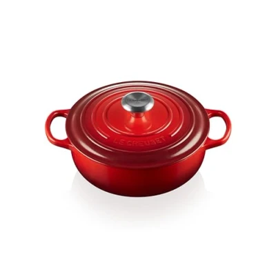 Afbeelding van Le Creuset Hapjespan / Sauteuse Rond Signature &#039;Kersenrood&#039; 24cm 3,4L