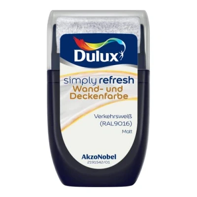 Afbeelding van Dulux Simply Refresh muur en plafondverf verkeerswit RAL9016 tester 30 ml