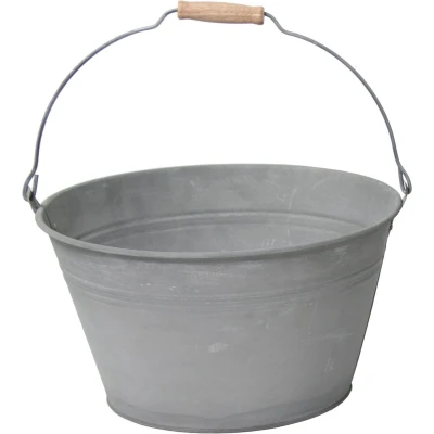 Afbeelding van Mega Collections Emmer/plantenpot zink grijs D23 x H12 cm IJzeren emmer / teil