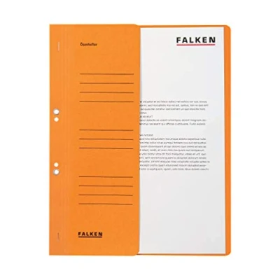 Afbeelding van Origineel Falken 50 stuks oog nietmachine. Made in Germany. Gemaakt van gerecycled karton met halve voorkaft en autoriteit nieten voor DIN A4 oranje map Blauwe Engel map.