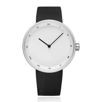 Afbeelding van LGT JWLS Herenhorloge met Witte Wijzerplaat, Zilverkleurige Behuizing en Zwarte Lederen Band
