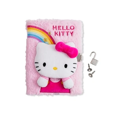 Afbeelding van Hello Kitty Meisjes, 3D geheim dagboek met slot, A5 gevoerd pluche notitieboek voor school