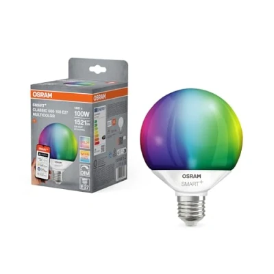 Afbeelding van OSRAM SMART+ Matter LED lamp G95 Bolvorm 14W E27 RGBW, dimbaar, bedienbaar via app &amp; spraakopdracht, compatibel met Alexa, Google, Apple, WiFi