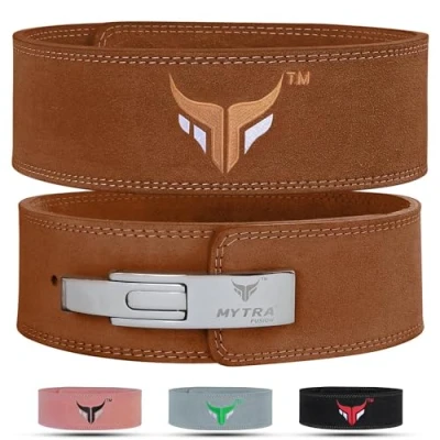 Afbeelding van Mytra Fusion 4 inch lederen powerlifting gewichtheffen riem hendel gesp (Large, Brown)
