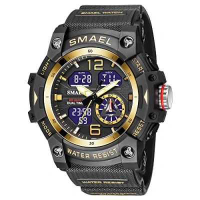 Afbeelding van AIMES Heren Horloges Sport Outdoor Waterdichte Militaire Horloge Analoge Digitale Elektronische Tactische Leger voor Mannen Datum Multifunctionele LED Alarm Stopwatch, C zwart