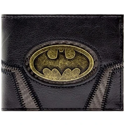 Afbeelding van The Dark Knight Batman Pak Metalen Gouden Embleem Badge Portemonnee/Beurs Vouw ID &amp; Kaarthouder, Zwart