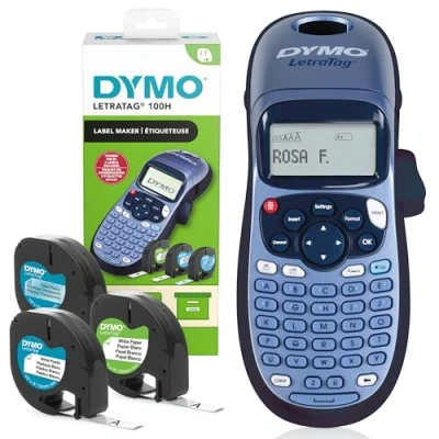 Afbeelding van Dymo LetraTag LT 100H Labelmaker starterkit Draagbare labelprinter Met ABC toetsenbord plastic, papier en transparante labeltape Ideaal voor kantoor of thuis