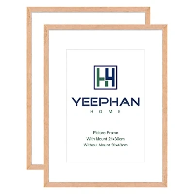Afbeelding van YEEPHAN 12x16 inch (30x40 cm) Fotolijst gemaakt van massief eikenhout met perspex front Display a4 foto mat of zonder voor wandmontage, set 2