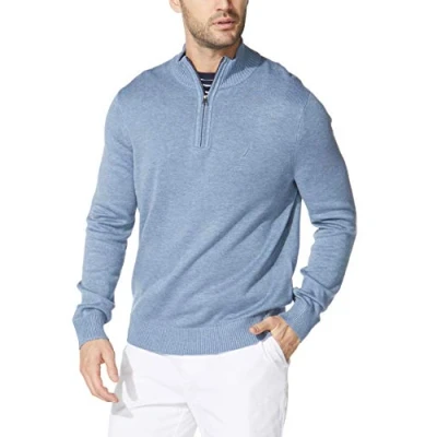 Afbeelding van Nautica Trui voor heren, quarterritssluiting, sweater Deep Anchor gemêleerd., L