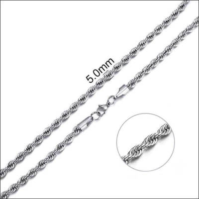 Afbeelding van Koord Ketting 60cm 5mm Zilverkleurig Chirurgisch Staal