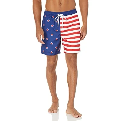 Afbeelding van Amazon Essentials Men&#039;s Sneldrogende zwembroek met binnenbeenlengte van 18 cm, Sterrenprint, L