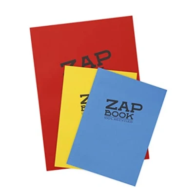 Afbeelding van Clairefontaine 3355AMZC 3 notitieboeken Zap Book 160 pagina&#039;s 100% gerecycled, effen wit (1 blok 21 x 29,7 cm + 2 blokken 14,8 cm) 80 g, kleur willekeurig.