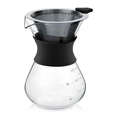 Afbeelding van Handkoffiezetapparaat koffiefilter 400 ml voor over glazen karaf met permanent van staal