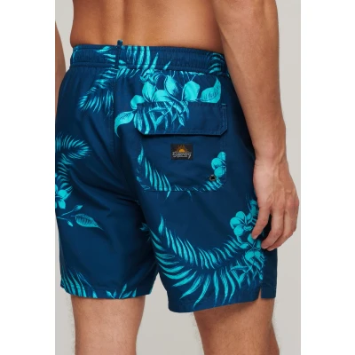 Afbeelding van Superdry Hawaiian print 17 Zwemshorts, Heren, Maat: Small, Palm navy