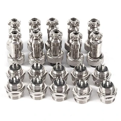 Afbeelding van Walfront GX12 10 Set Luchtvaart Connector Stekker 4Pin 12mm Plug Mannelijke + Vrouwelijke Fittingen Zink Vernikkelde Metalen Socket 300V 5A